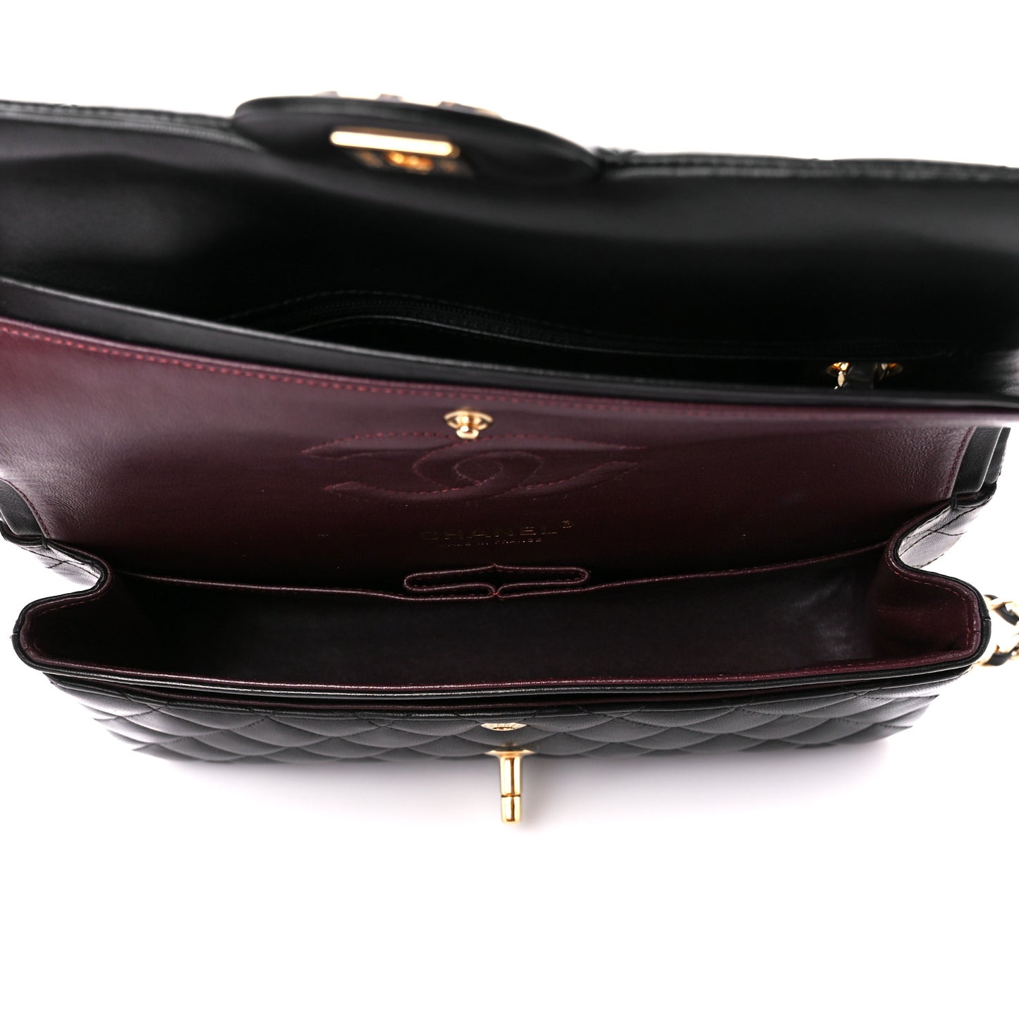 Lambskin Quilted Medium Double Flap Black