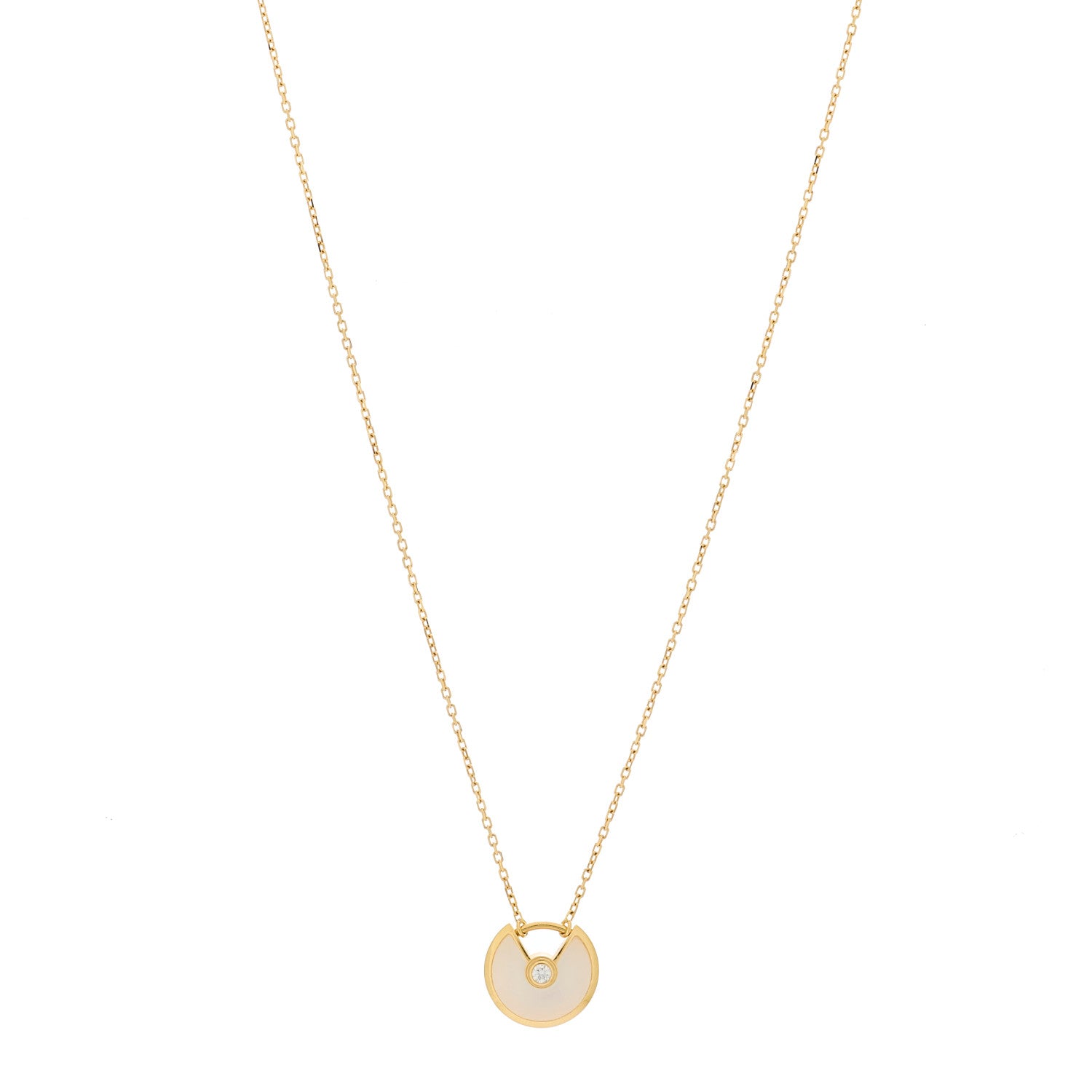 Cartier 18K Yellow Gold Diamond Mother of Pearl XS Amulette de Cartier Pendant Necklace 1 of 5