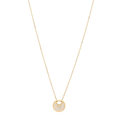 Cartier 18K Yellow Gold Diamond Mother of Pearl XS Amulette de Cartier Pendant Necklace 1 of 5