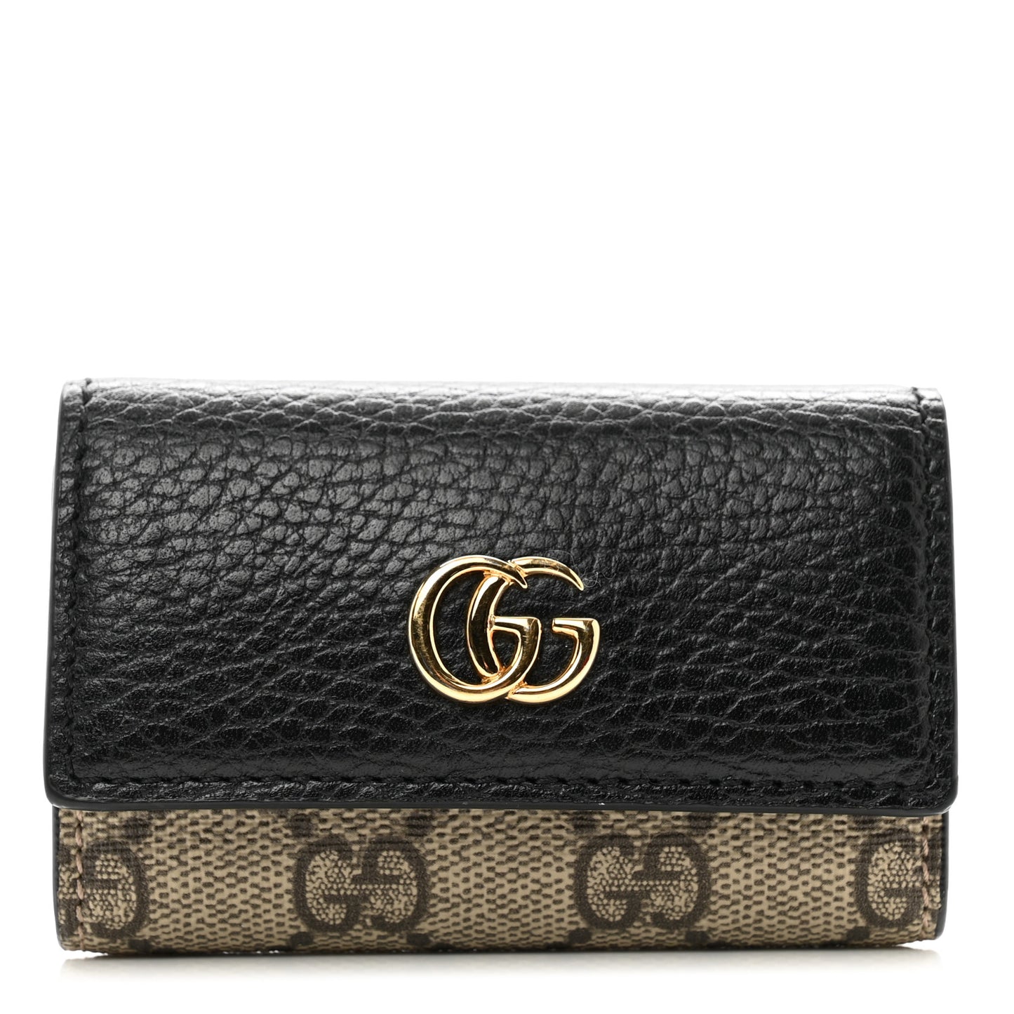 Dollar Calfskin GG Supreme Monogram GG Marmont 6 Key Holder Case Black Beige Ebony