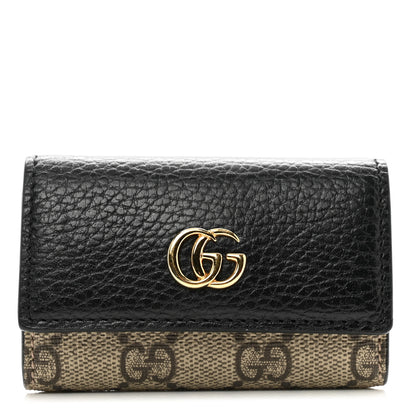 Gucci Dollar Calfskin GG Supreme Monogram GG Marmont 6 Key Holder Case Black Beige Ebony 1 of 6