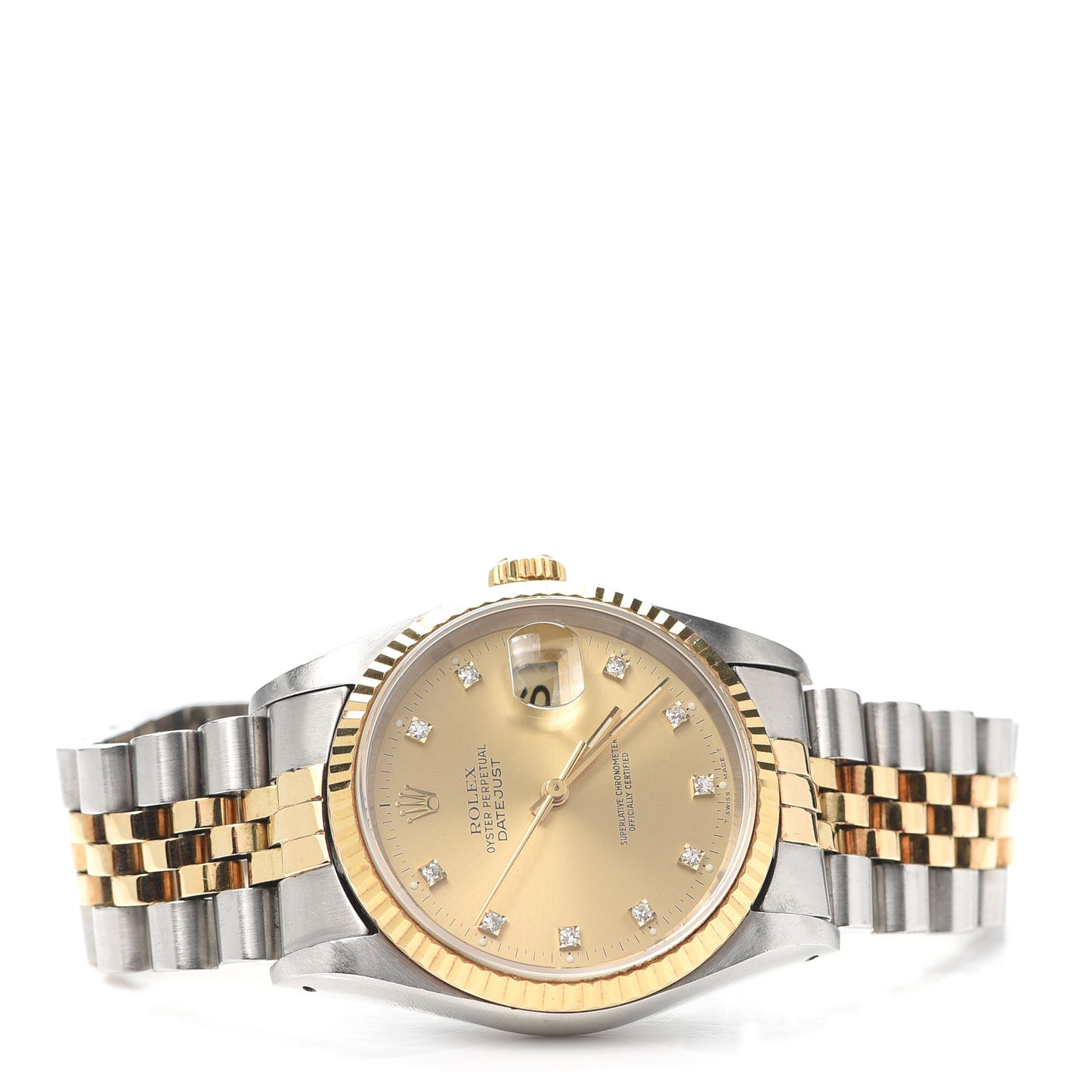 Stainless Steel 18K Yellow Gold Diamond 36mm Oyster Perpetual Datejust Watch Champagne 16233