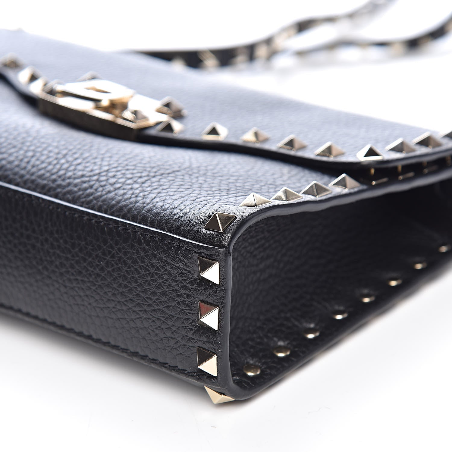 Valentino Garavani Pebbled Calfskin Medium Rockstud Flip Lock Crossbody Bag Black 8 of 10