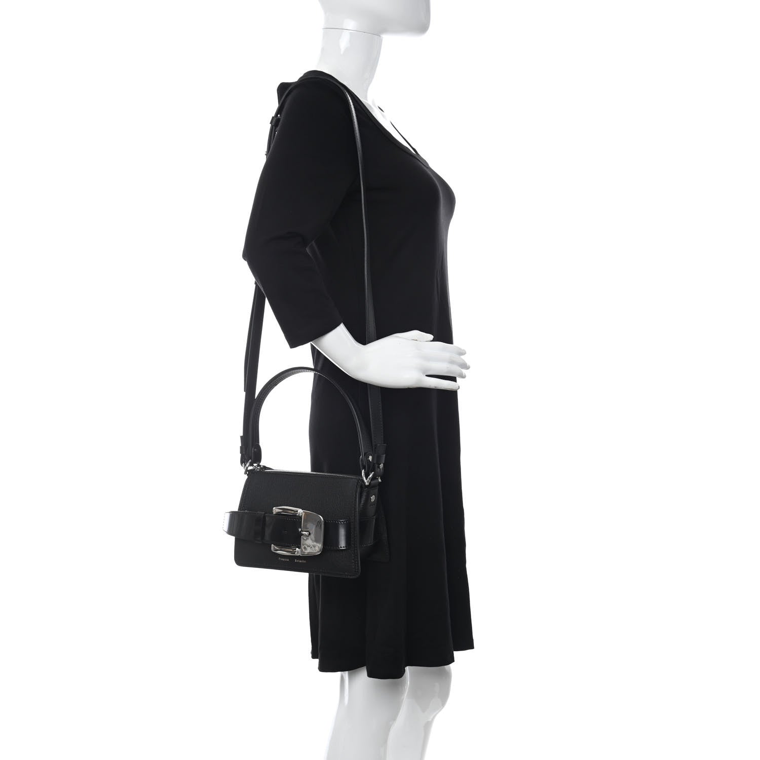 Proenza Schouler Embossed Grained Calfskin Buckle Box Bag Black 2 of 11