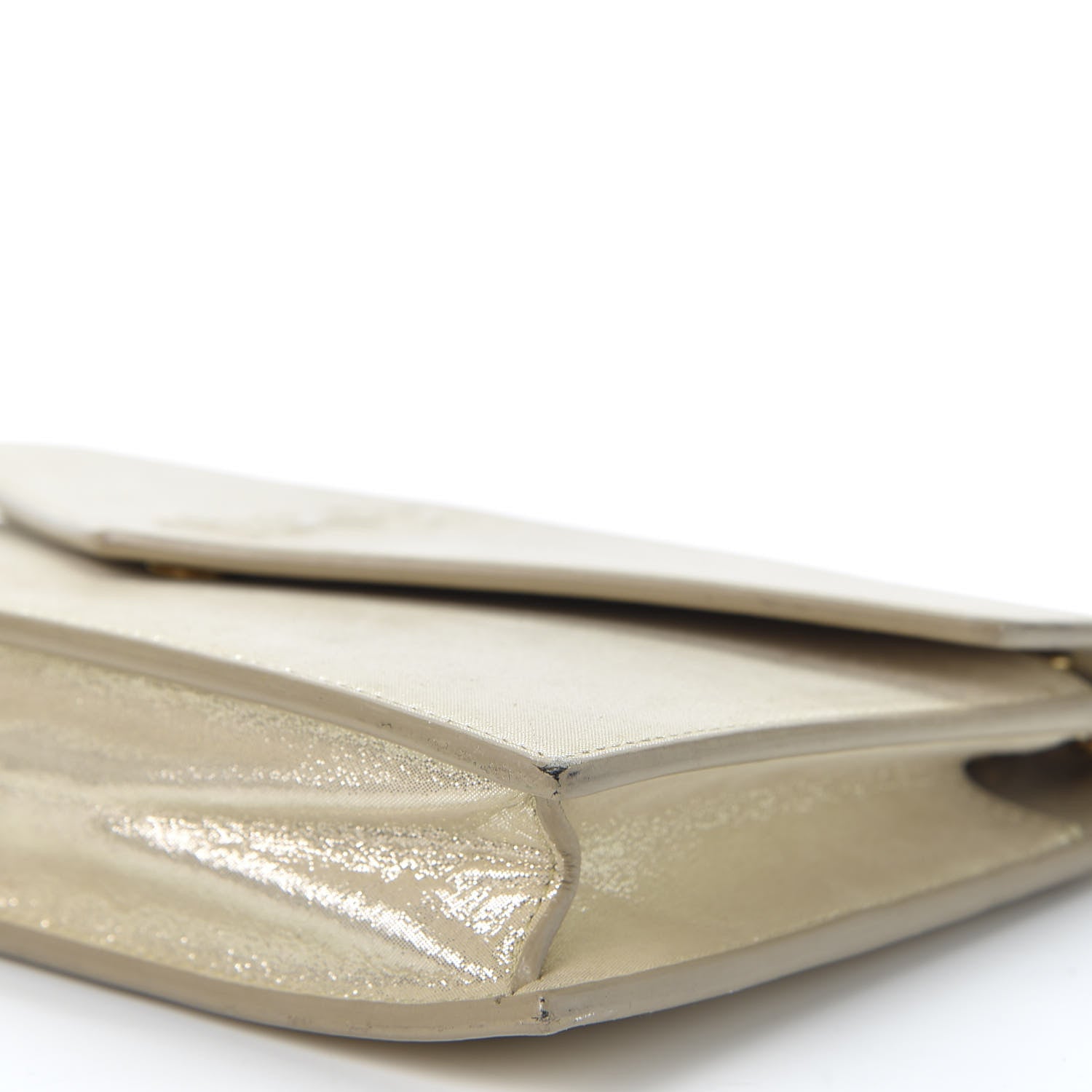 Saint Laurent Metallic Fabric Monogram Envelope Chain Wallet Champagne 6 of 15