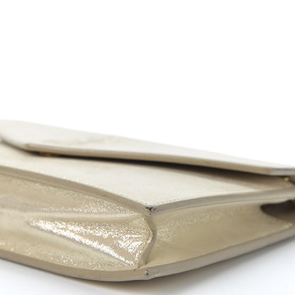 Saint Laurent Metallic Fabric Monogram Envelope Chain Wallet Champagne 6 of 15