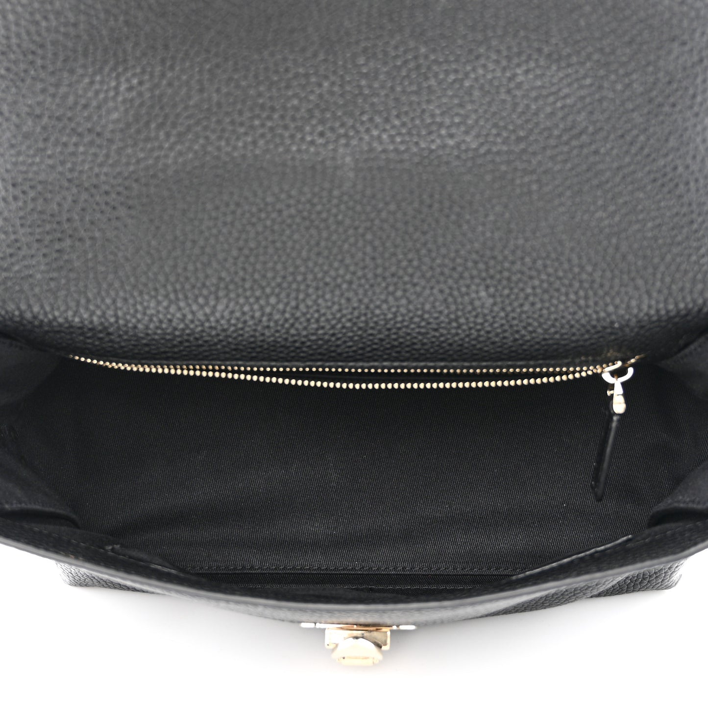 Pebbled Calfskin Rockstud Single Handle Flap Bag Black
