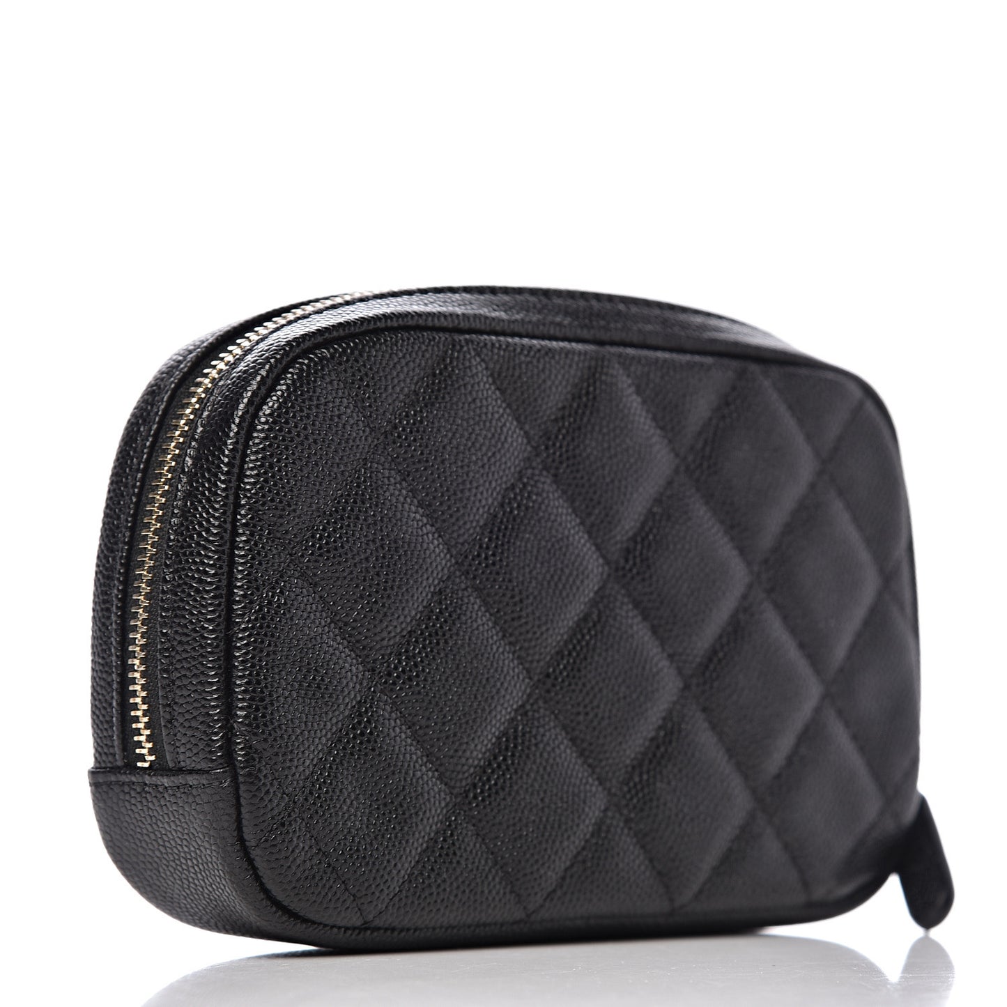 Caviar Quilted Small Curvy Pouch Cosmetic Case Black