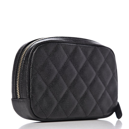 Chanel Caviar Quilted Small Curvy Pouch Cosmetic Case Black 3 of 7
