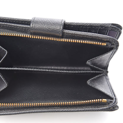 Prada Saffiano Metal Compact Wallet Black 4 of 7