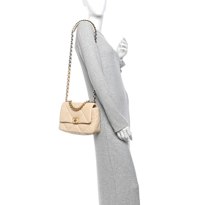 Chanel Lambskin Quilted Medium Chanel 19 Flap Light Beige 2 of 10
