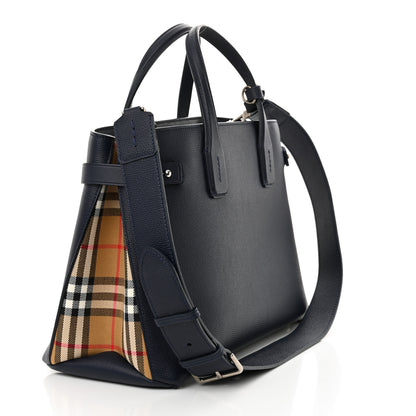 Burberry Derby Calfskin Vintage Check Medium Banner Tote Regency Blue 2 of 14