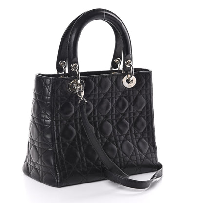 Christian Dior Lambskin Cannage Medium Lady Dior Black 3 of 8