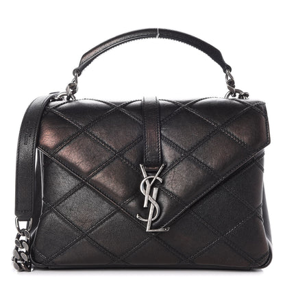 Saint Laurent Calfskin Matelasse Diamond Quilted Monogram Medium College Bag Black 1 of 8