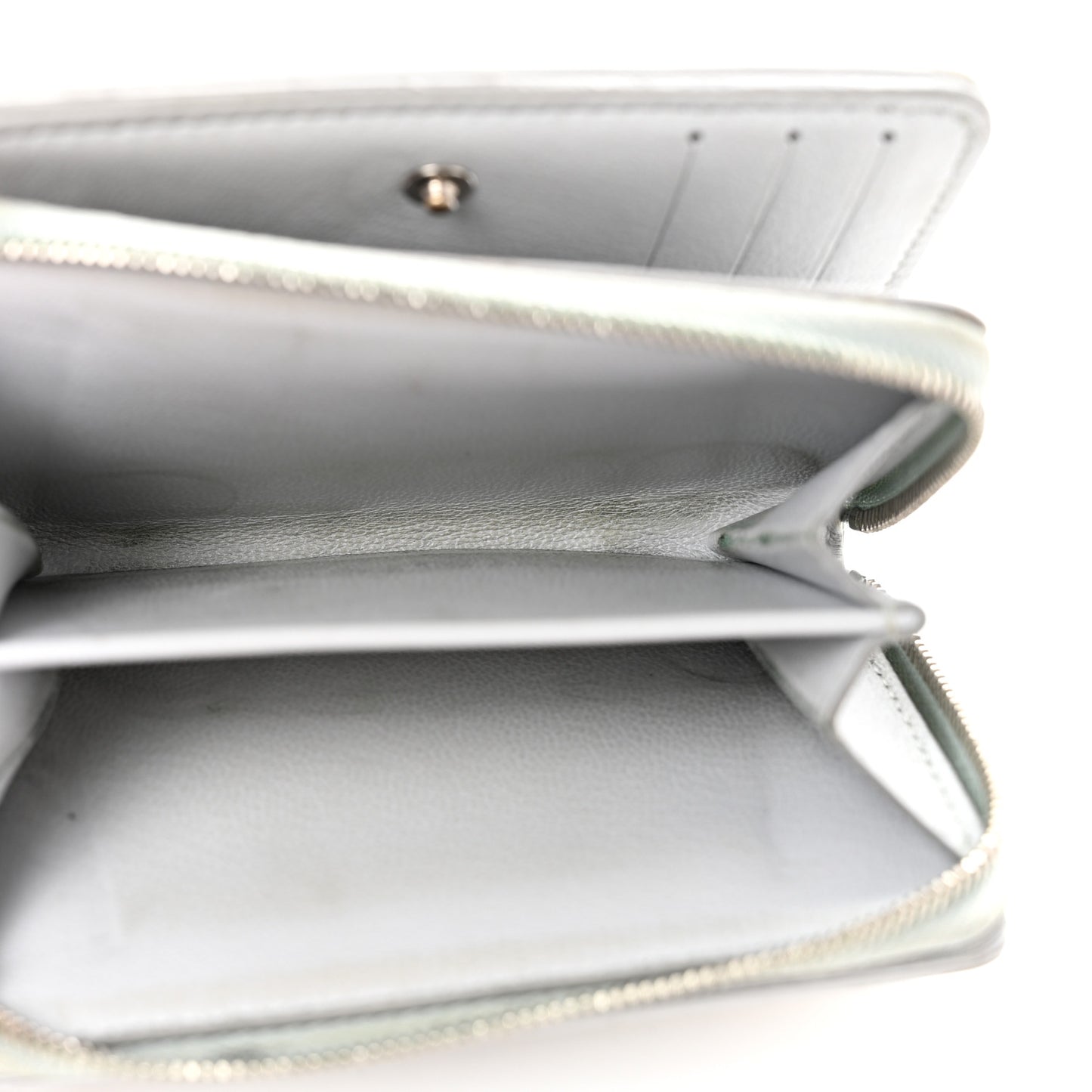 Lambskin Embossed Monogram LV Ski Lou Coussin Wallet Gray