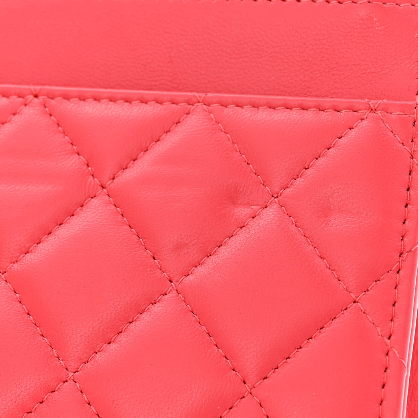 Lambskin Quilted CC Pearl Crush Wallet on Chain WOC Red