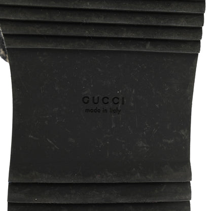 Gucci Jacquard Black Denim GG Monogram Angelina Platform 55mm Slide Sandals 37.5 Black Ivory 8 of 10
