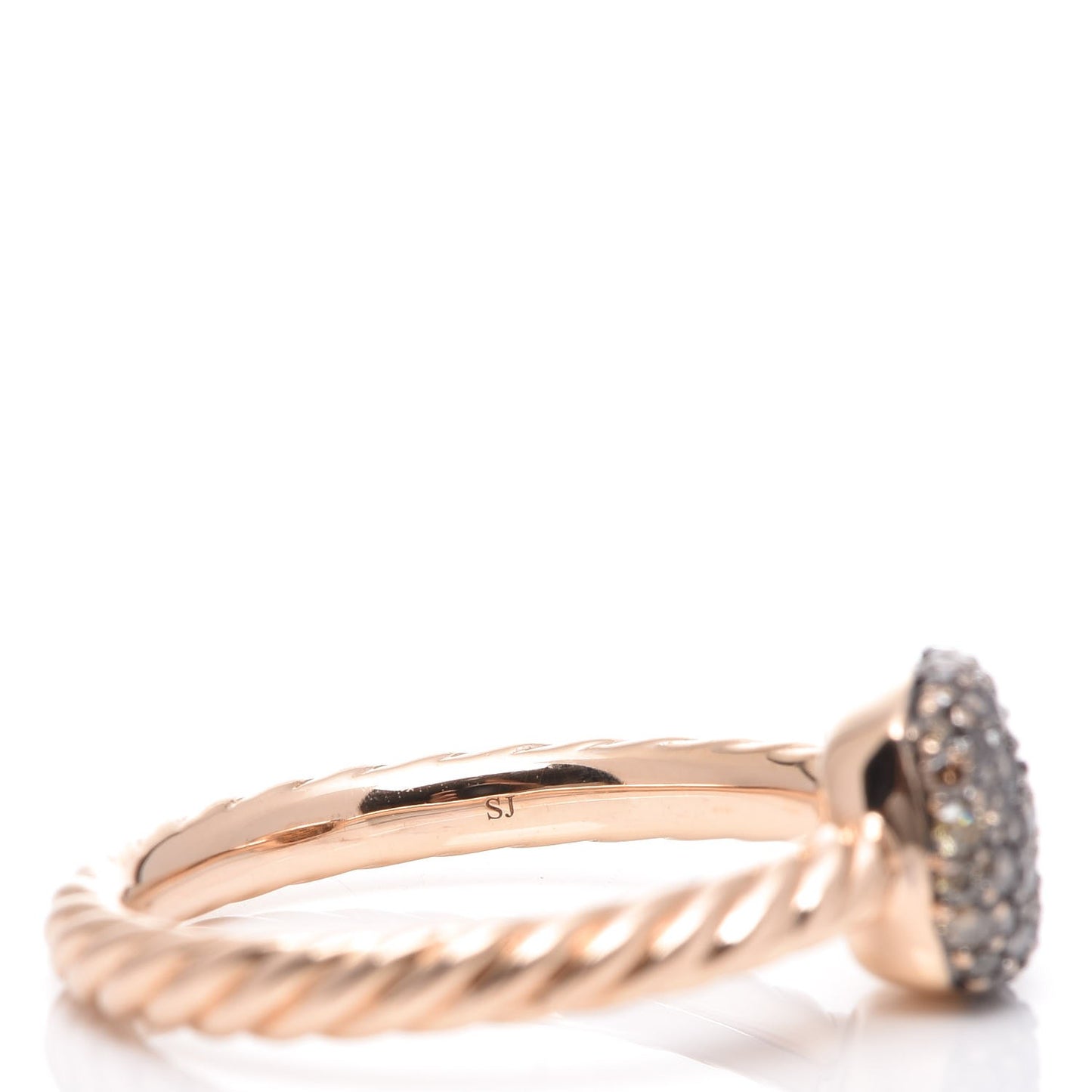18K Rose Gold Cognac Diamond Petite Pavé Ring 49 4.75