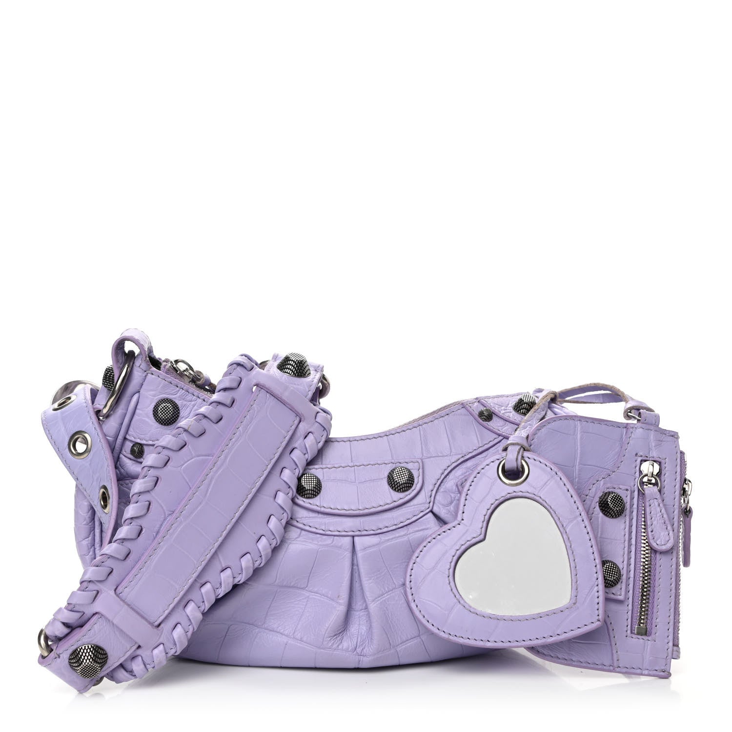 Balenciaga Extra Supple Calfskin Crocodile Embossed Le Cagole Shoulder Bag XS Lilac 1 of 11