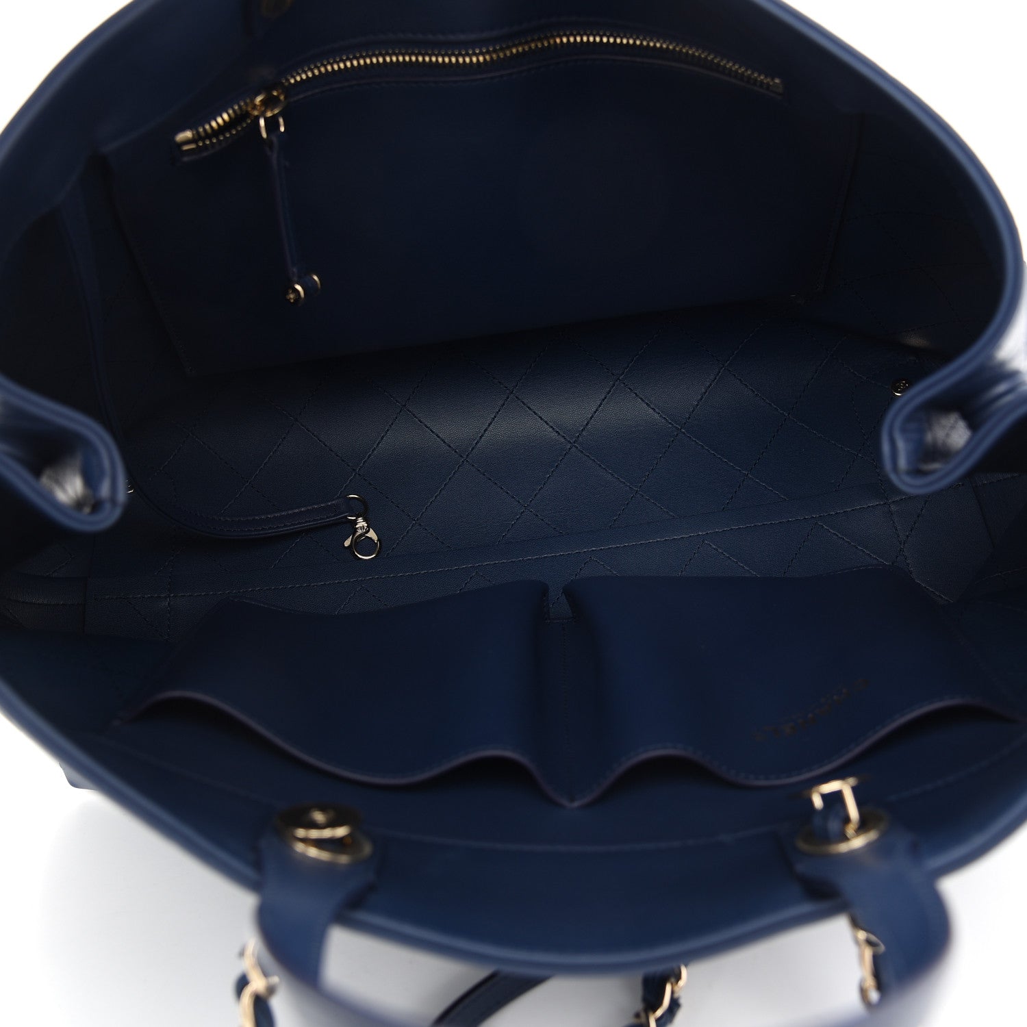 Chanel Calfskin Stitched Large Shopping Tote Blue 5 of 9
