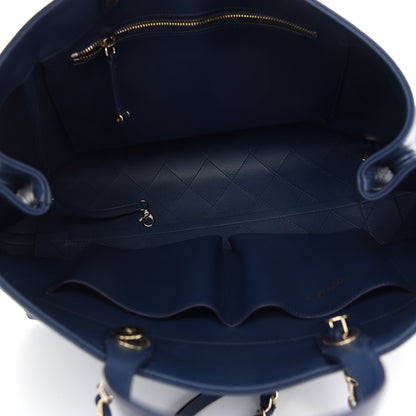 Chanel Calfskin Stitched Large Shopping Tote Blue 5 of 9