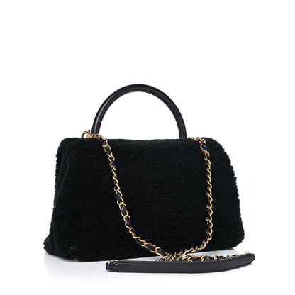 Chanel Shearling Lambskin Medium Coco Handle Flap Black 3 of 19