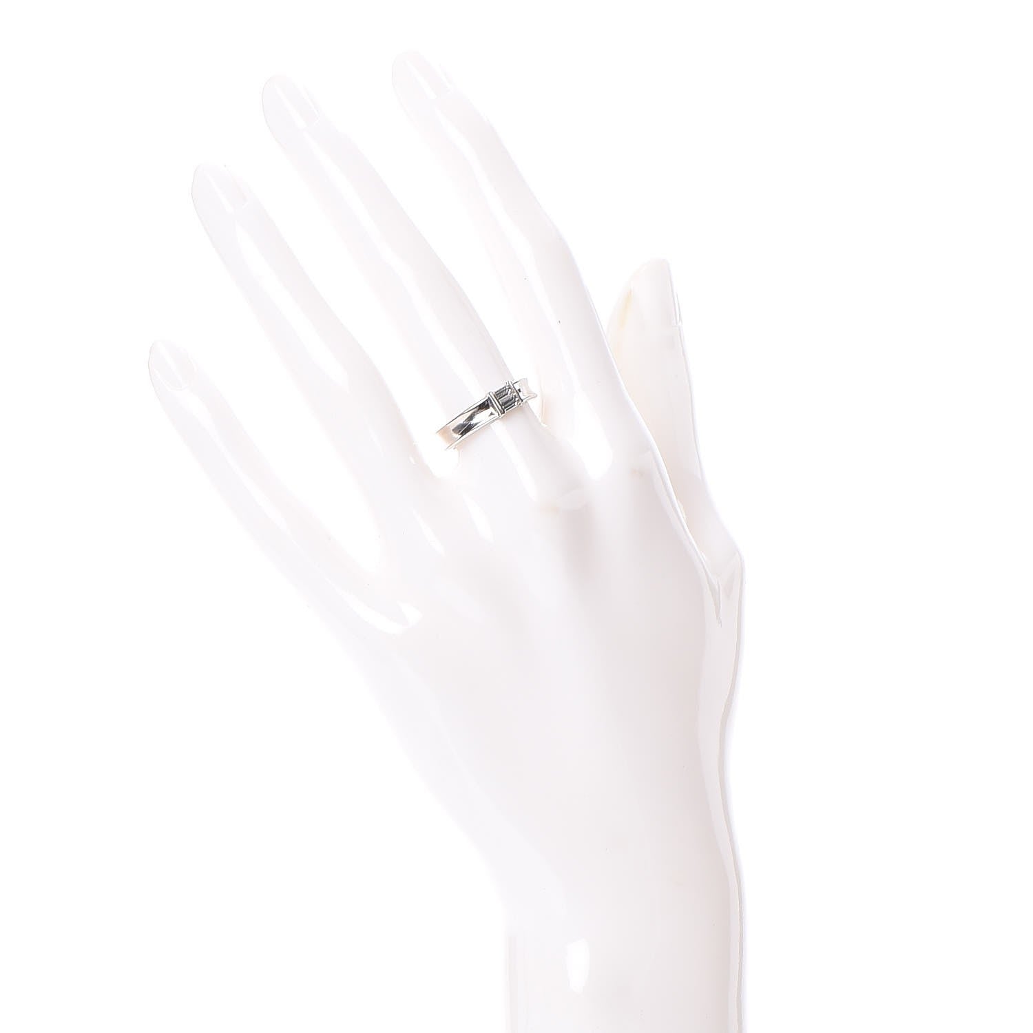 Tiffany 18K White Gold Diamond Baguette Stackable Ring 51 4.5 2 of 7