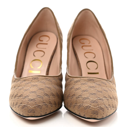 Gucci Monogram GG Mignon Nappa Chevron Matelasse Double G 95mm Pumps 39 Dusty Brown 2 of 9