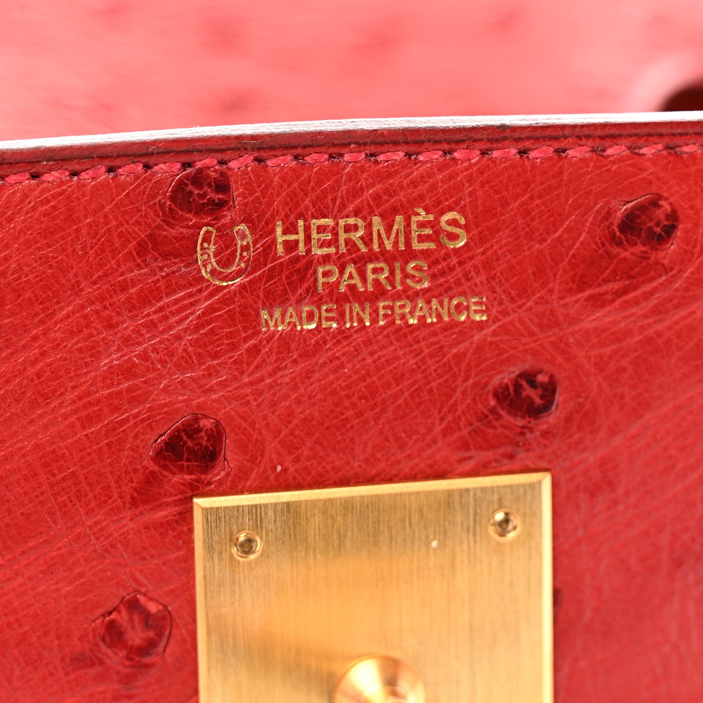 Ostrich Horseshoe Birkin 30 Rouge Vif Orange