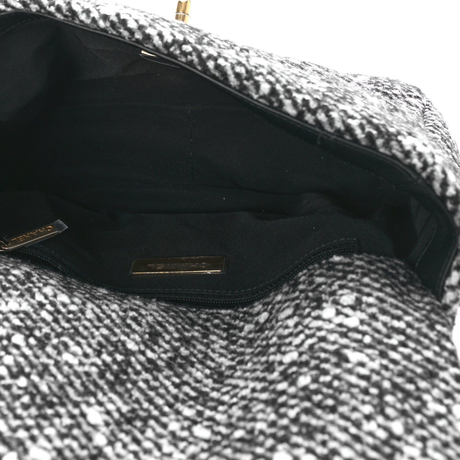 Chanel Tweed Quilted Medium Chanel 19 Flap Black White 5 of 9