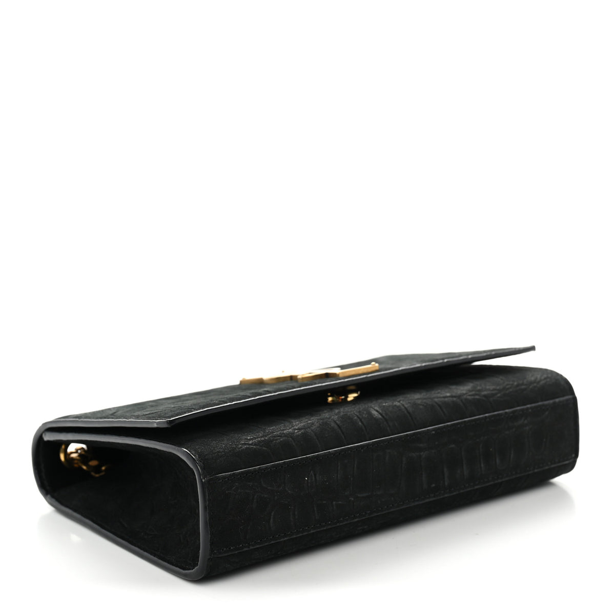 Saint Laurent Crocodile Embossed Nubuck Small Monogram Kate Satchel Black 7 of 19