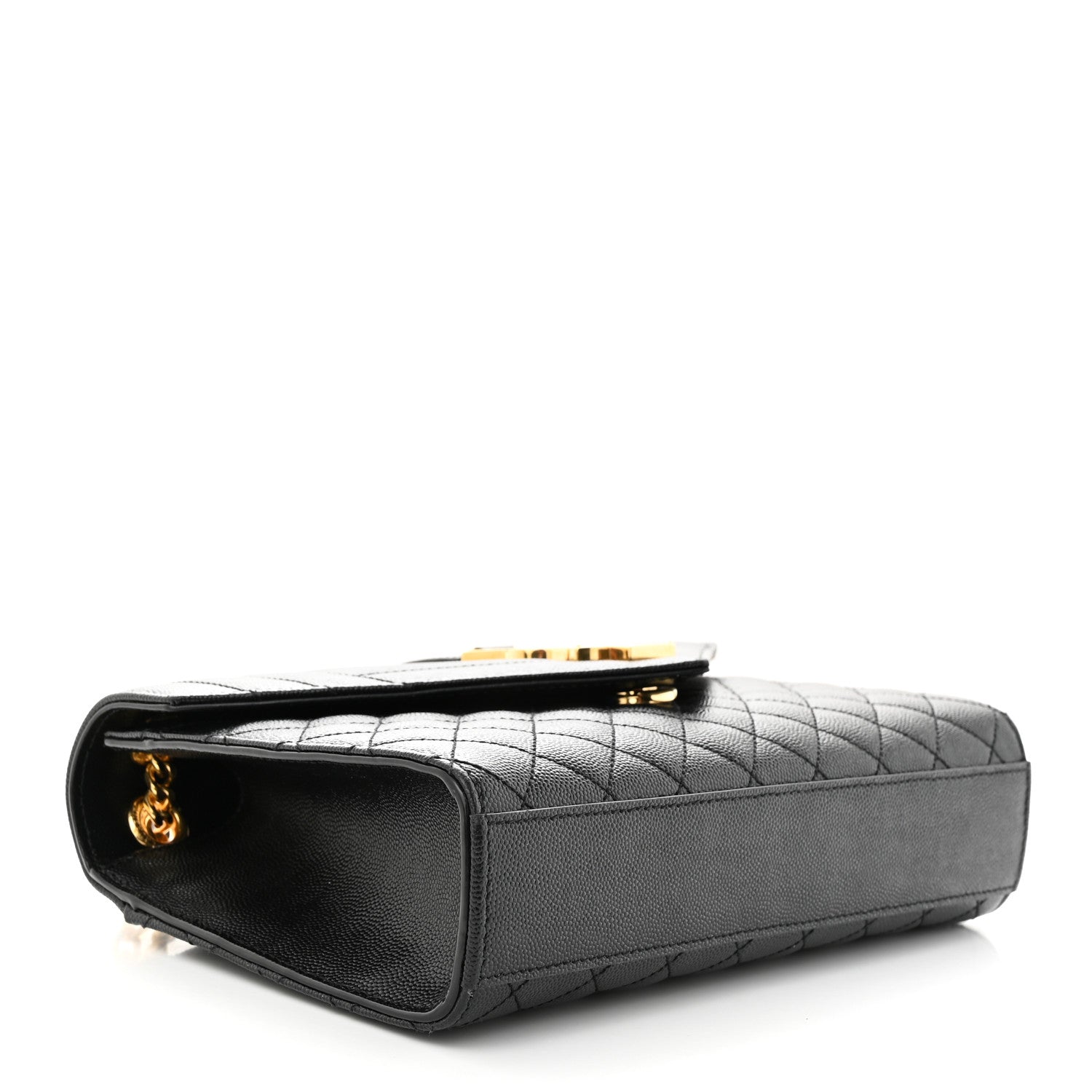 Saint Laurent Grain De Poudre Textured Mixed Matelasse Triquilt Medium Monogram Satchel Black 4 of 10