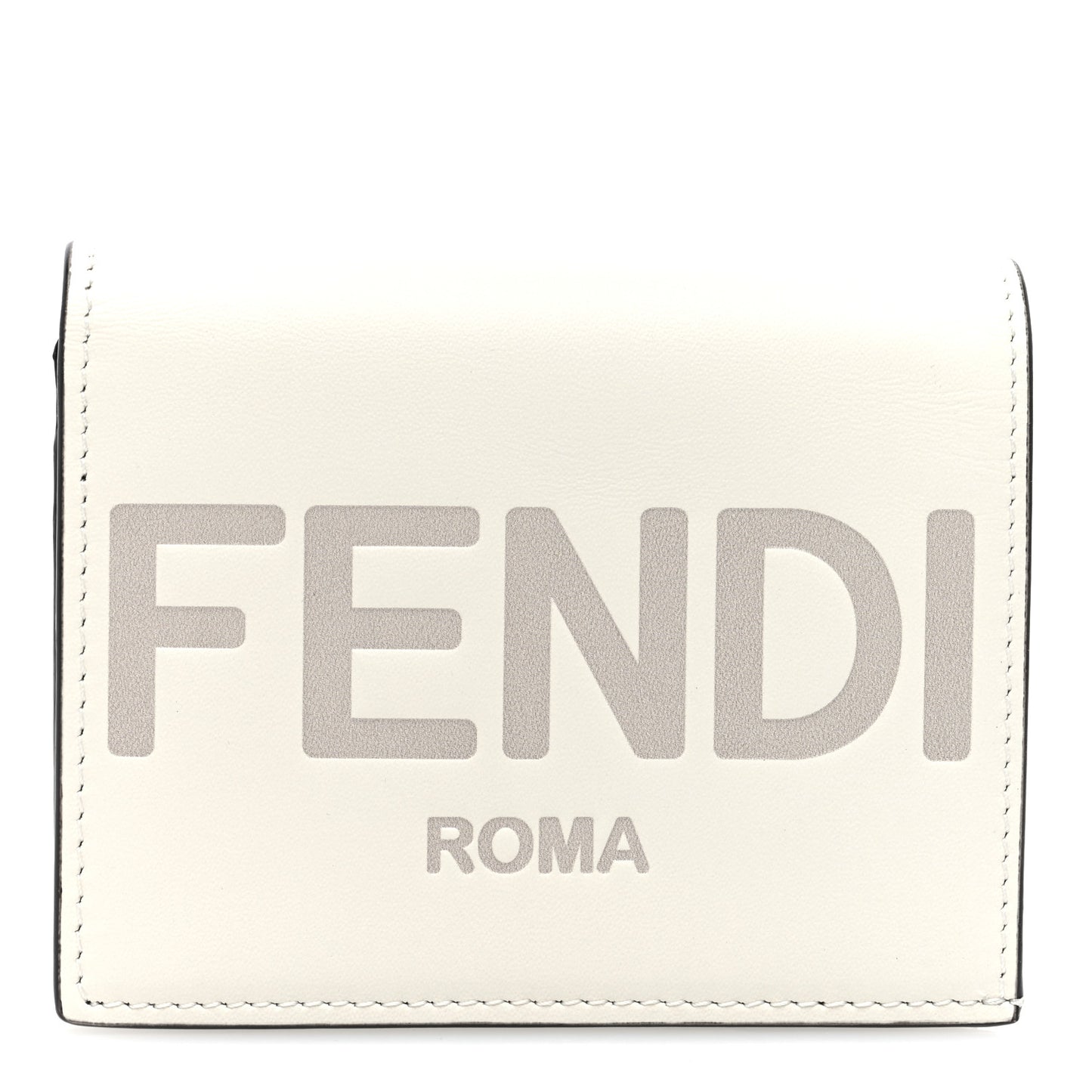 Vitello King Tamponato Logo Embossed Wallet White Ice