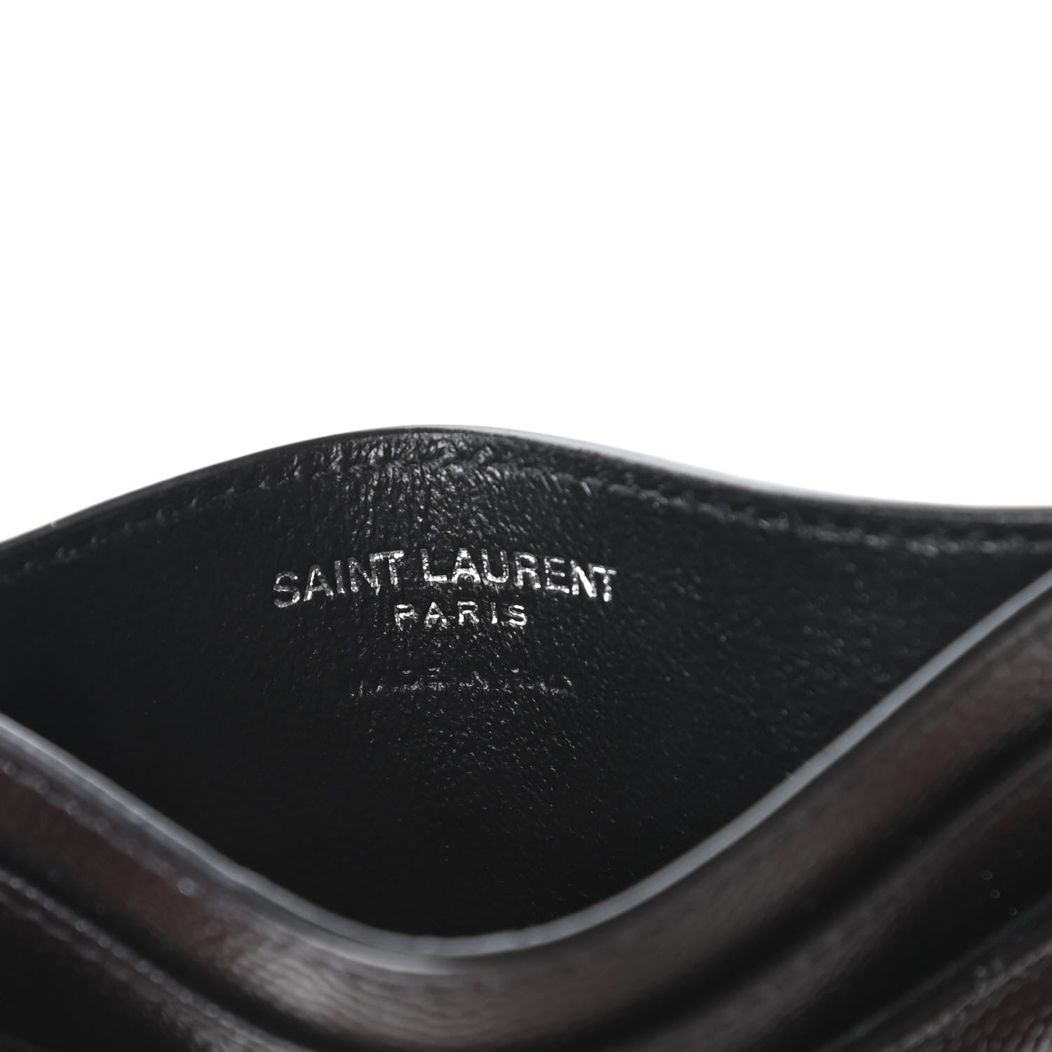 Saint Laurent Grain De Poudre Matelasse Chevron Monogram Credit Card Case Black 6 of 9