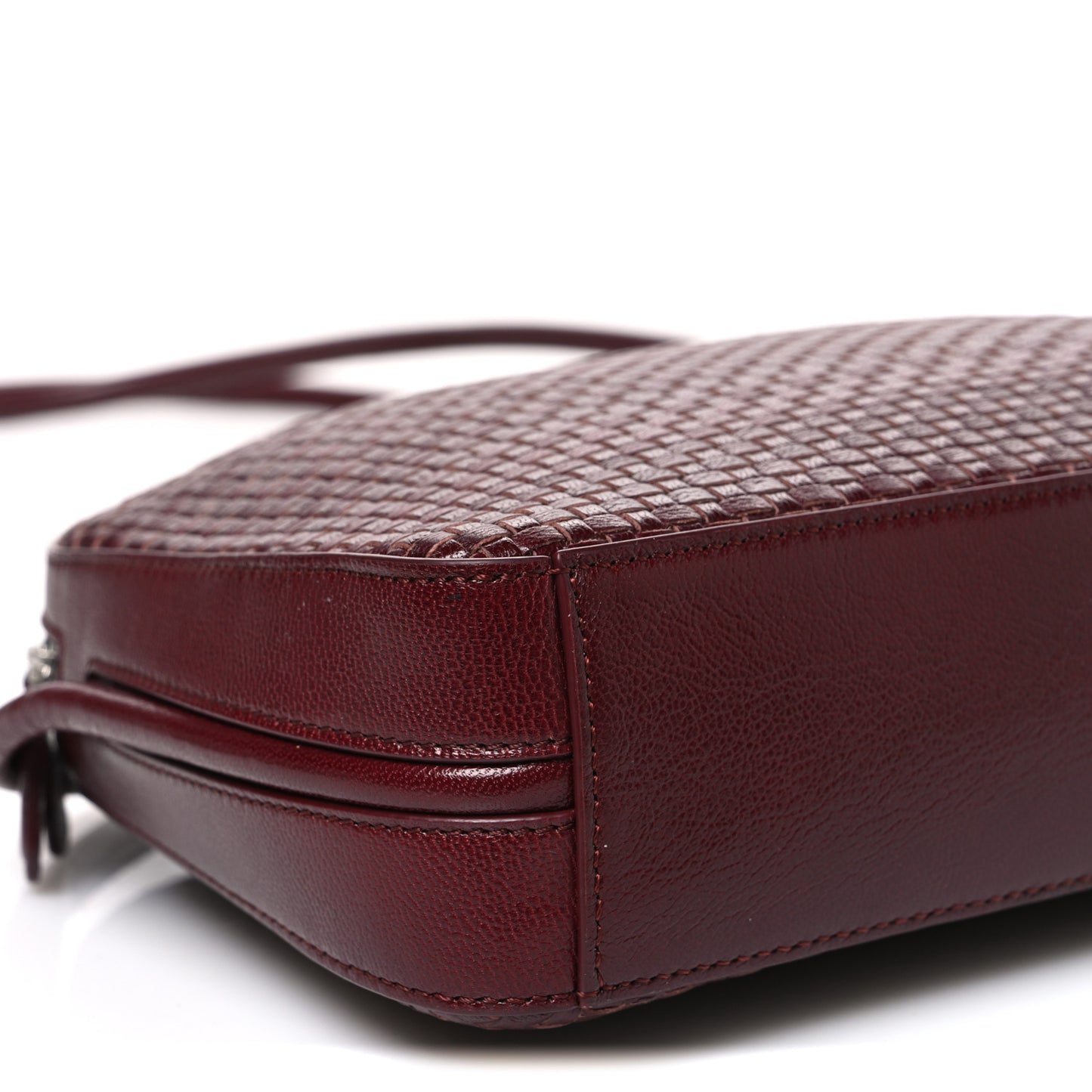 Calfskin Woven Single Mignon Shoulder Bag Terracotta