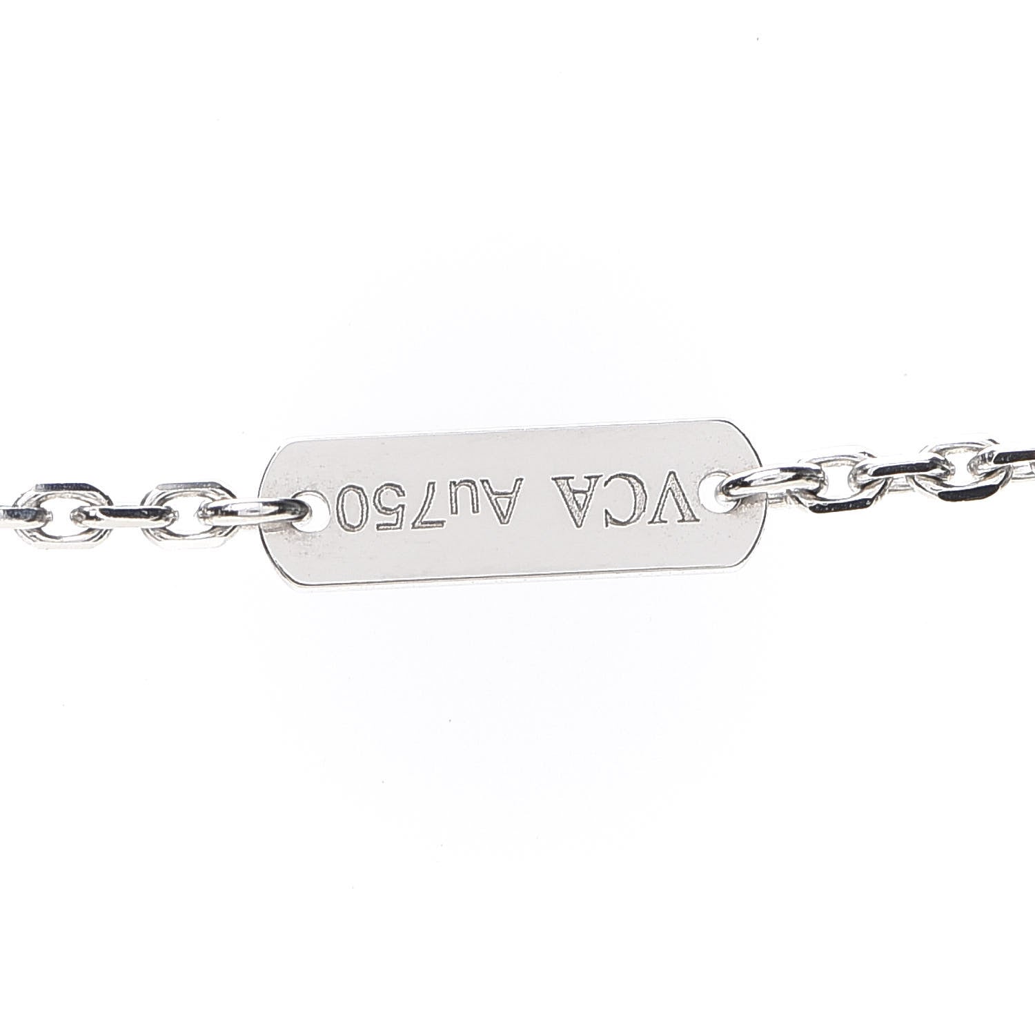 Van Cleef & Arpels 18K White Gold Diamond Guilloche Vintage Alhambra Pendant Necklace 6 of 8