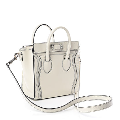 Celine Satin Calfskin Nano Debossed Luggage White 3 of 9