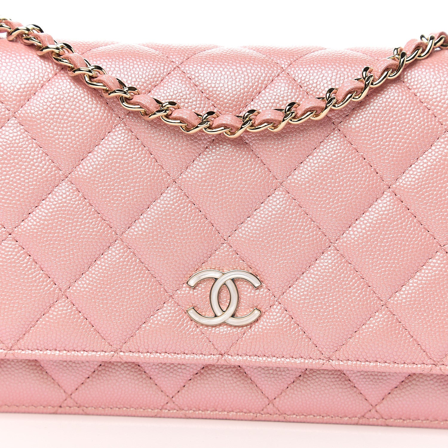 Chanel Iridescent Caviar Quilted Wallet on Chain WOC Pink 10 of 11