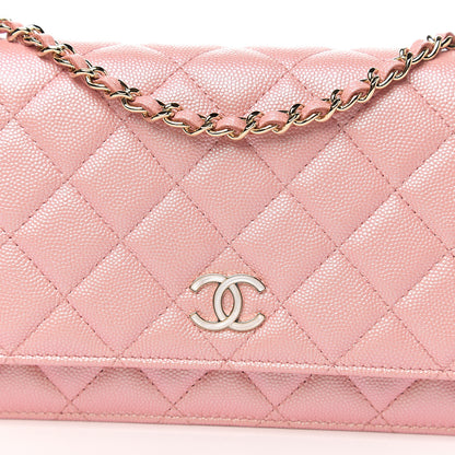Chanel Iridescent Caviar Quilted Wallet on Chain WOC Pink 10 of 11