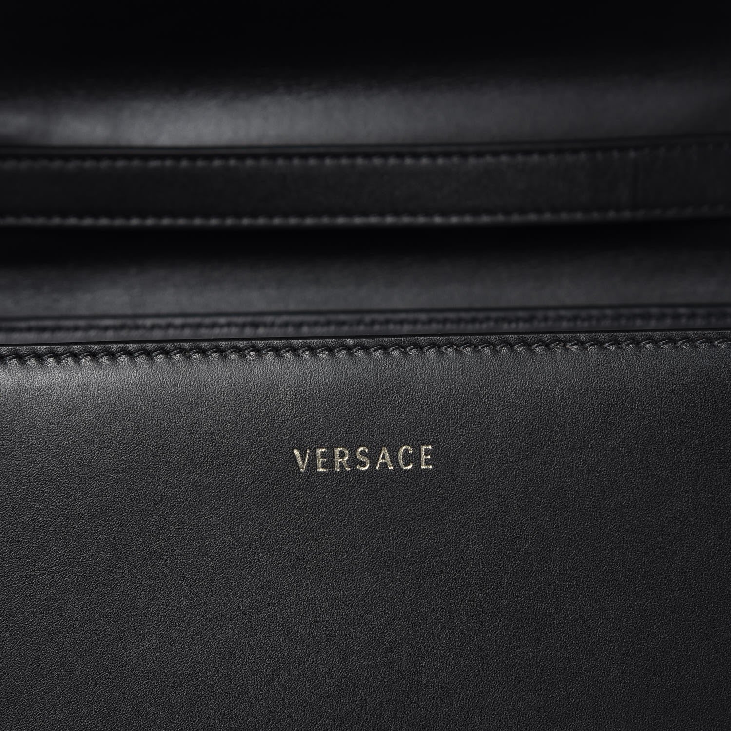 Versace Calfskin Leaf Medium DV One Satchel Black 8 of 10