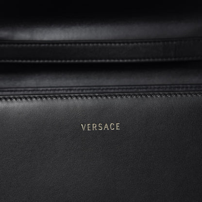 Versace Calfskin Leaf Medium DV One Satchel Black 8 of 10