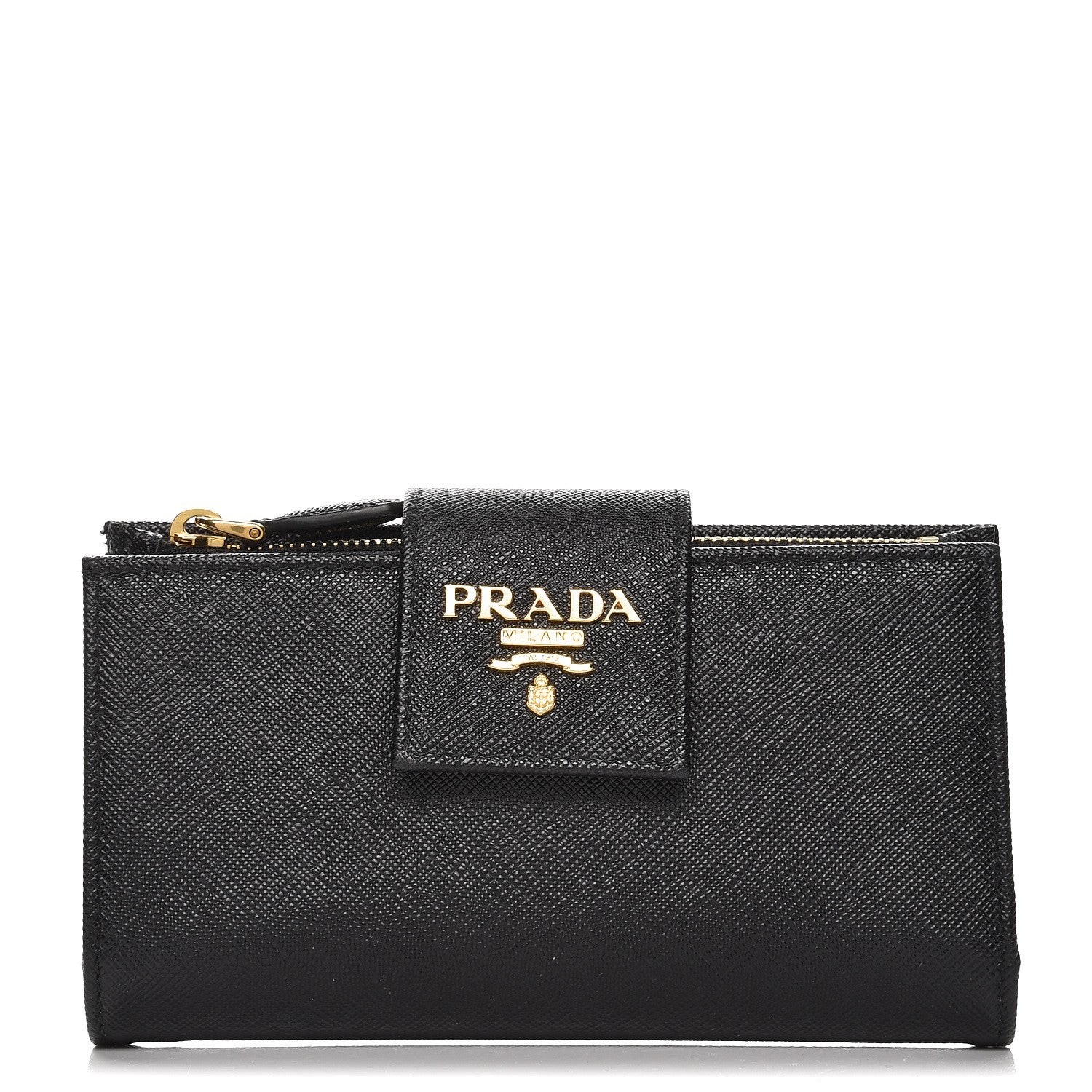 Prada Saffiano Metal Tab Wallet Nero Black 1 of 6