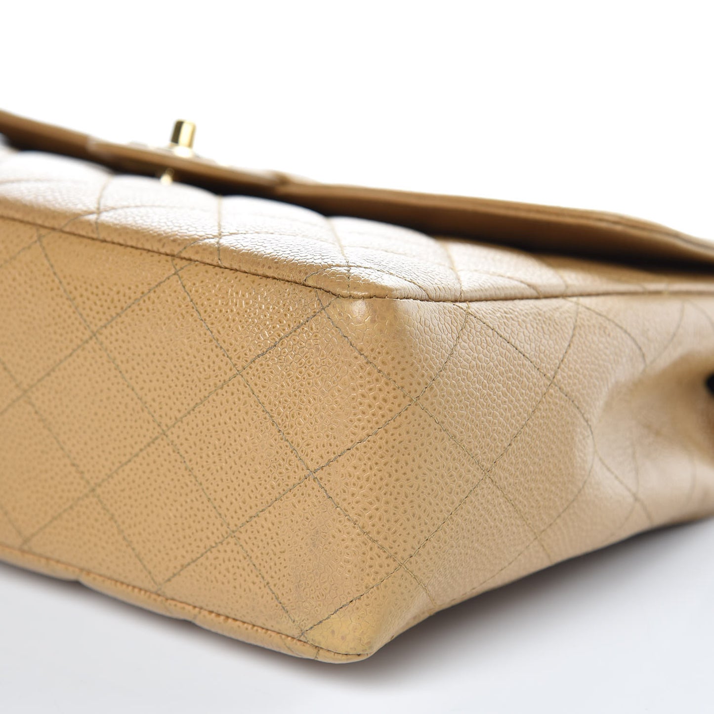 Caviar Quilted Jumbo Single Flap Beige