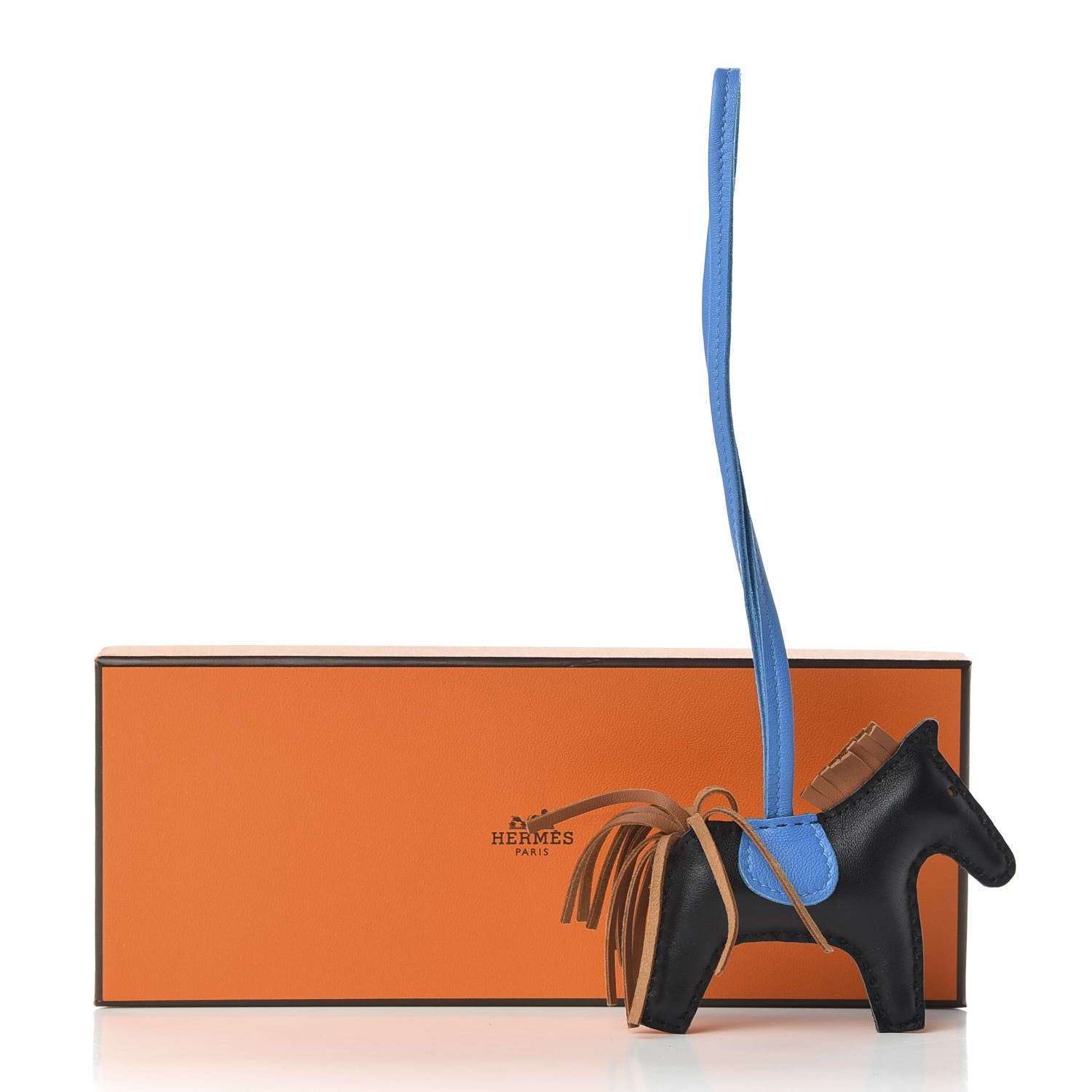 Hermes Milo Lambskin Grigri Rodeo Horse Bag Charm PM Black Gold Bleu Zanzibar 5 of 5