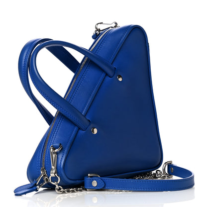 Balenciaga Shiny Day Calfskin Logo XS Triangle Chain Duffle Bleu Roi White 3 of 11