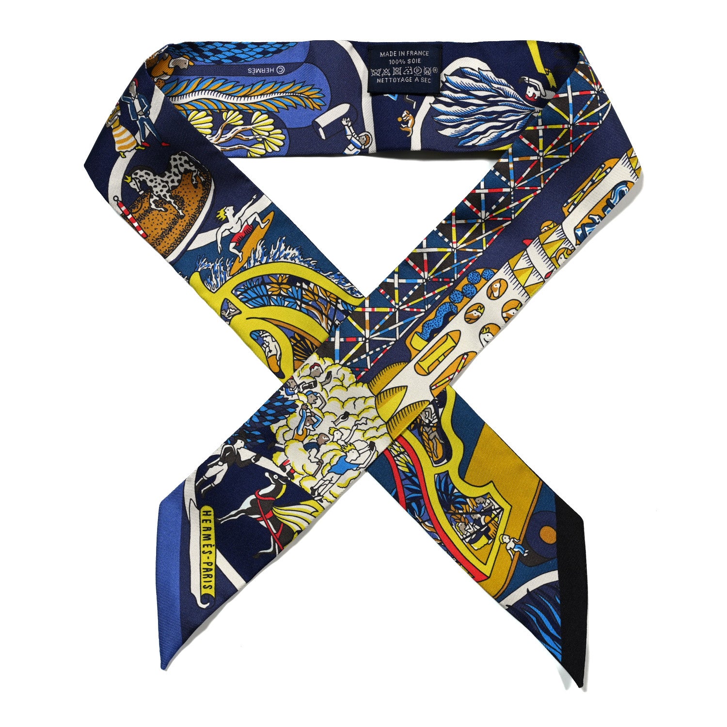 Hermes Silk Exposition Universelle Twilly Bleu Jaune Vif Rouge 1 of 4