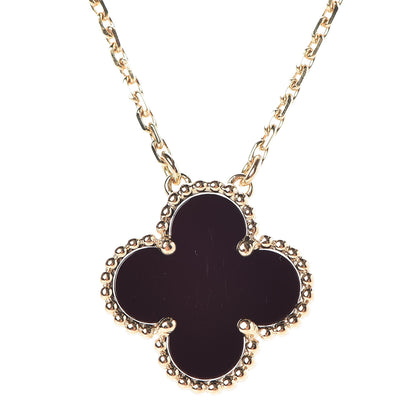 Van Cleef & Arpels 18K Yellow Gold Black Onyx Vintage Alhambra Pendant Necklace 4 of 7