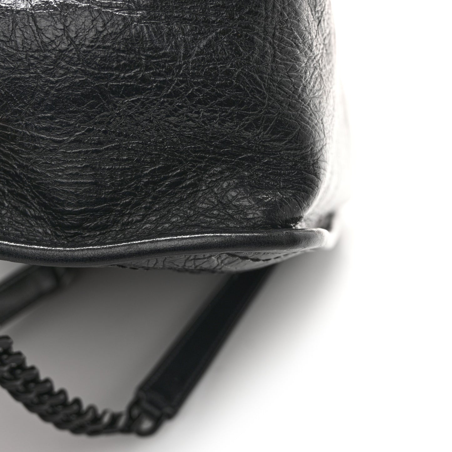 Crinkled Calfskin Matelasse Monogram Medium Niki Chain Satchel Black