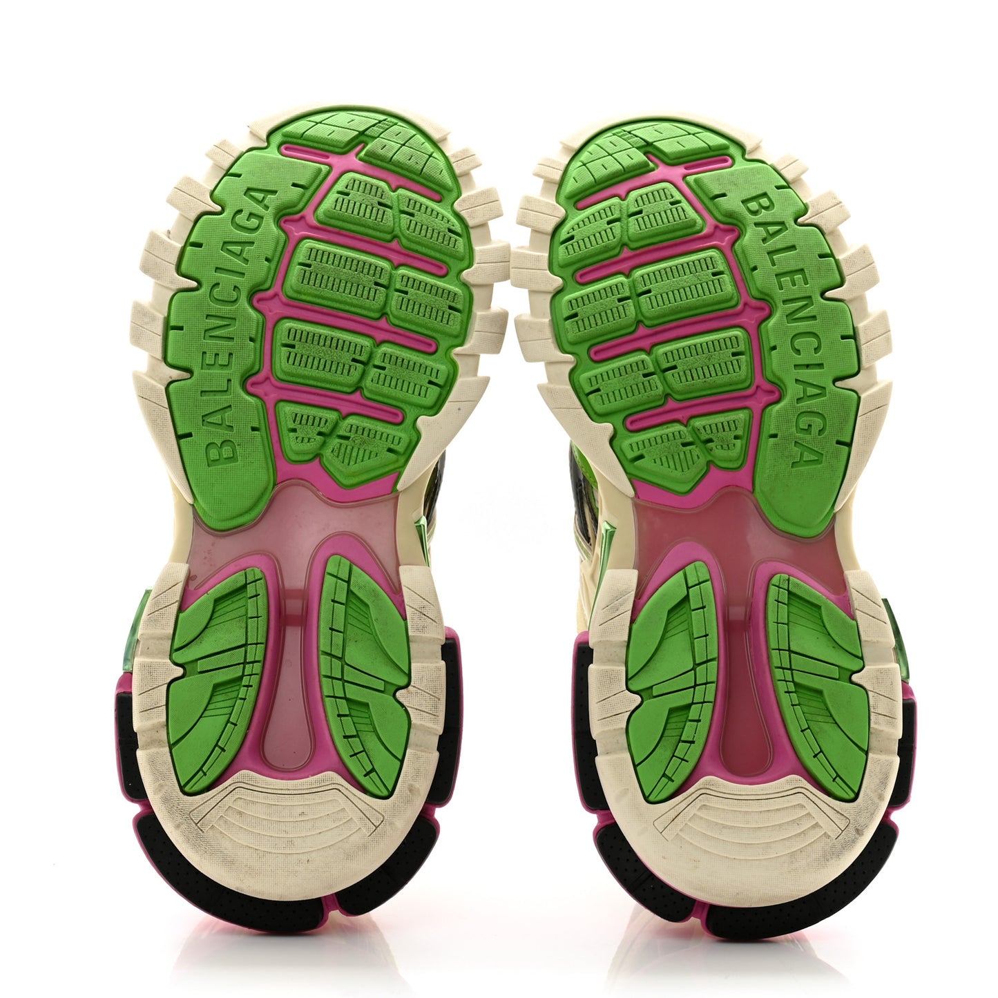 Rubber Mesh Bi-Color Womens Track.2 Open Sneakers 39 White Green Pink