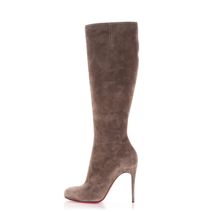Christian Louboutin Veau Velours Fifi Botta 100 Knee Boots 37 Cendre 1 of 7